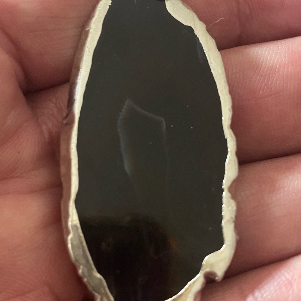 Black Onyx Pendant with Silver Trim